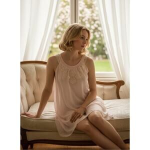 Vintage Arisocraft Sheer Nylon Nightgown Pink Union Made